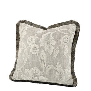 Serena Flower Cushion Cover with Fringed Edge 50x50 cm - Oyster