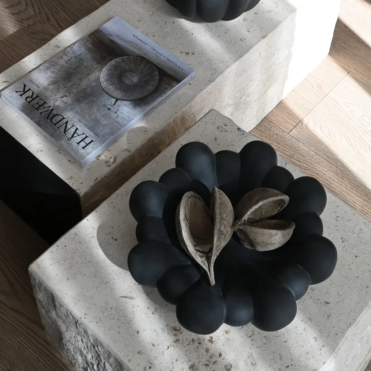 Handmade Decorative Bowl Bloom Black Ø 28,5 cm