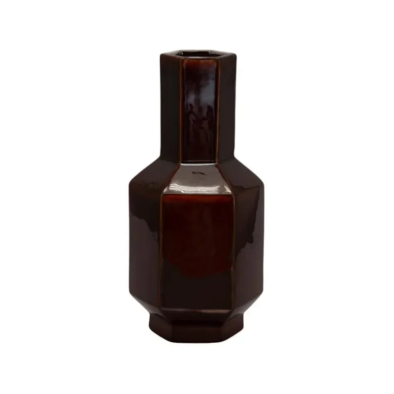 Axis small Vase 19x17x39 cm Earthenware dark red