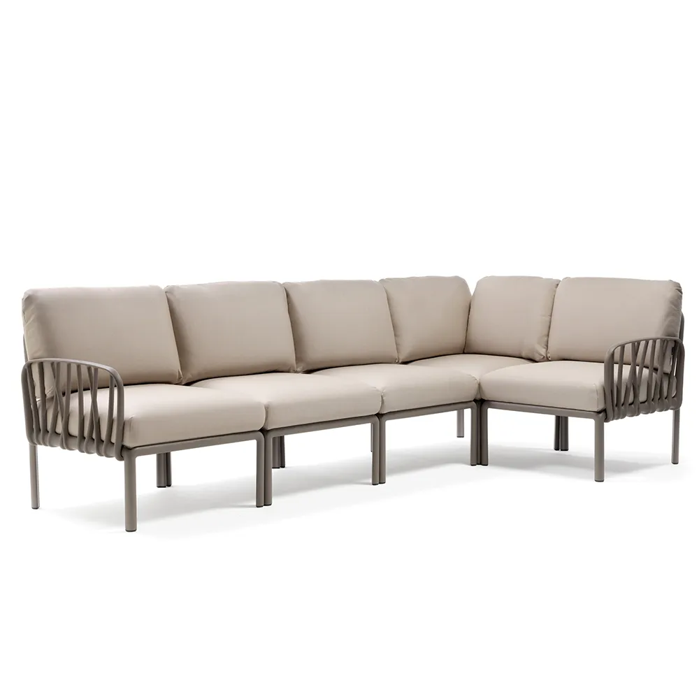 Komodo 5 corner sofa Tortora - Canvas Sunbrella