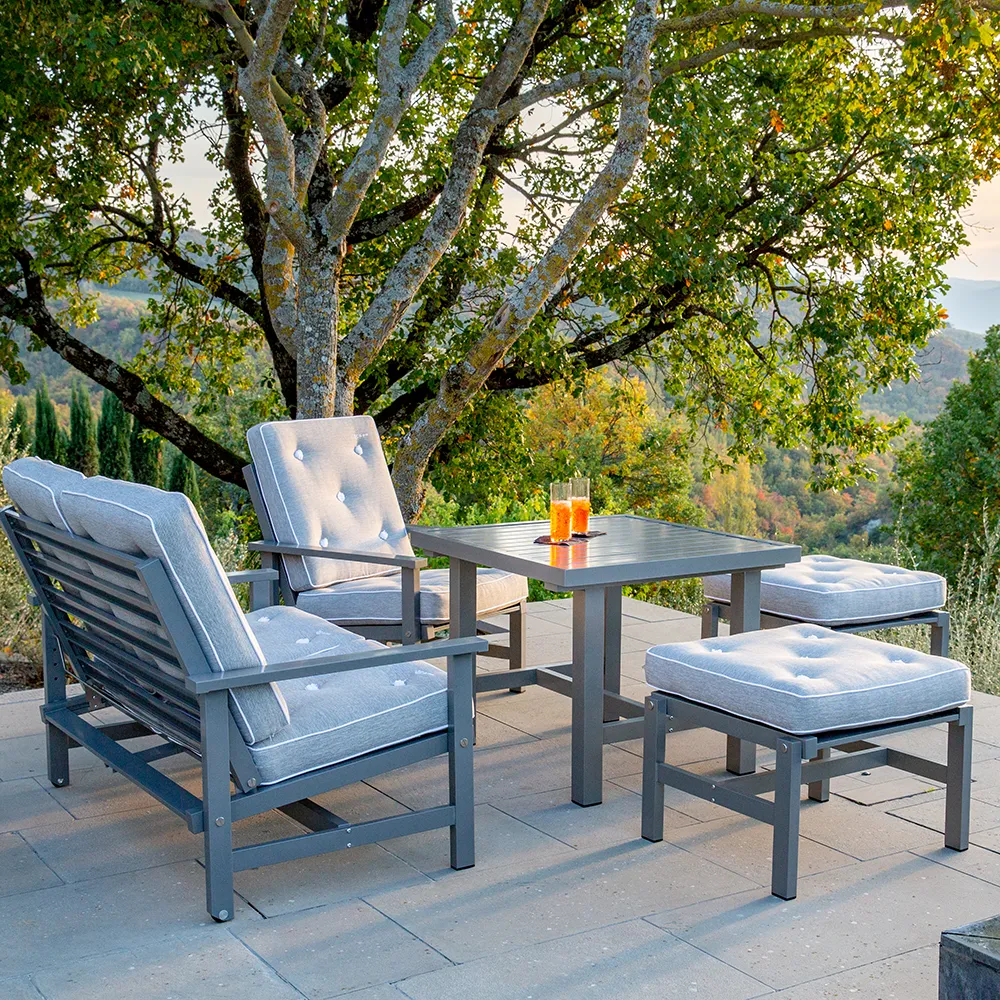 2-Seater Sofa Grey Aluminium