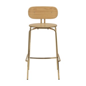 Curious Bar Stool Oak/Brass
