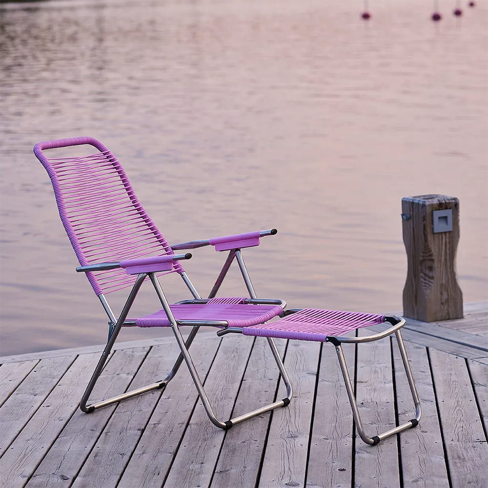 Spaghetti sun lounger pink matt aluminium