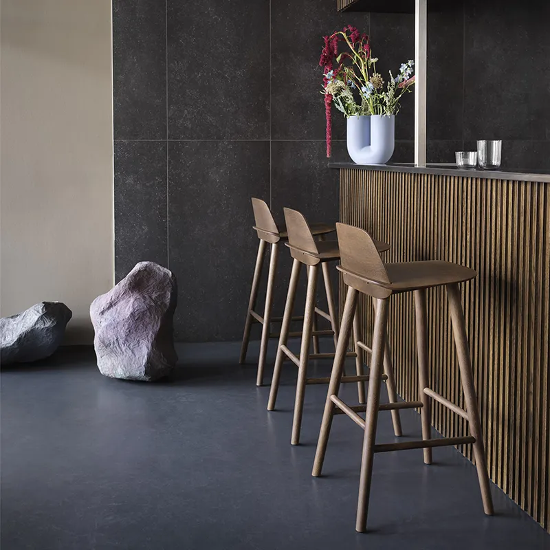 Nerd bar stool 75 cm - with metal footrest - Midnight Blue