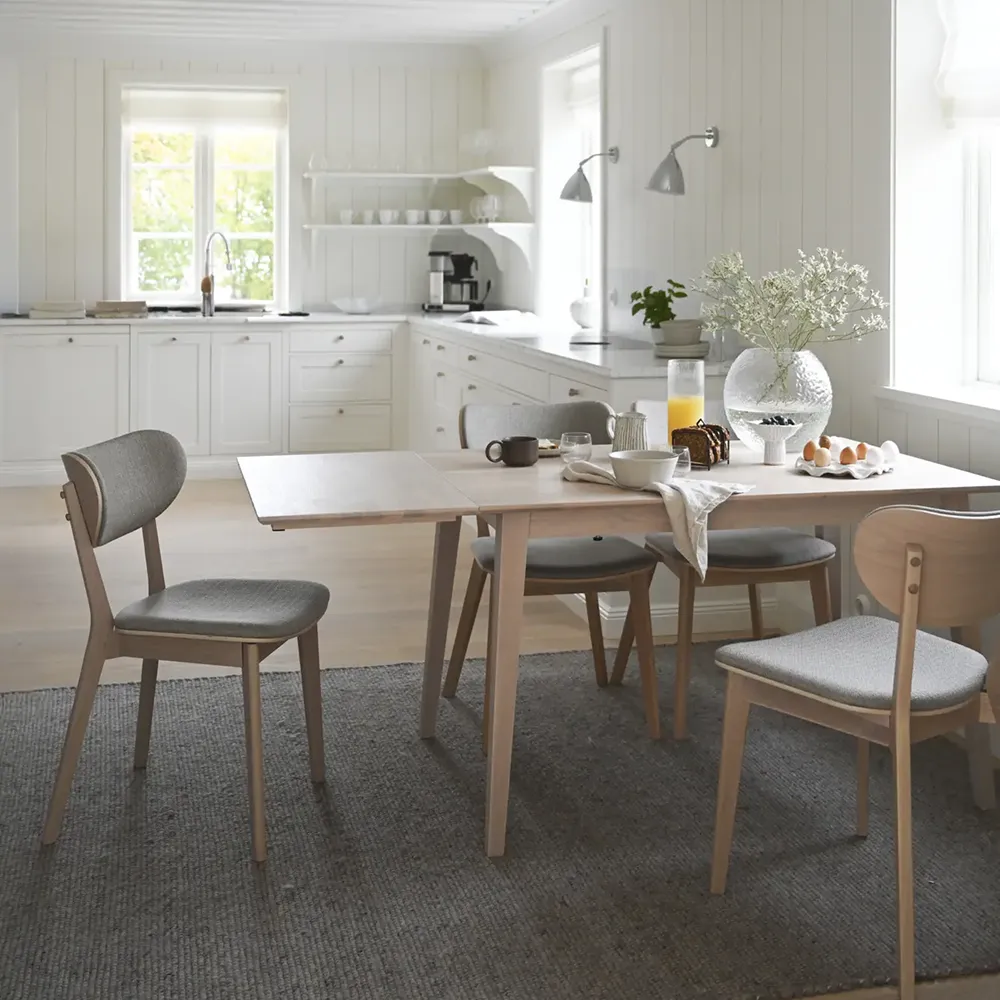 Filippa drop leaf table 120-165x80 cm white pigmented oak