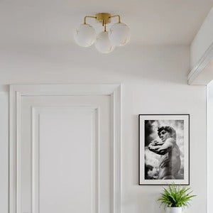 Bellagio ceiling lamp 3-lamps brass/white