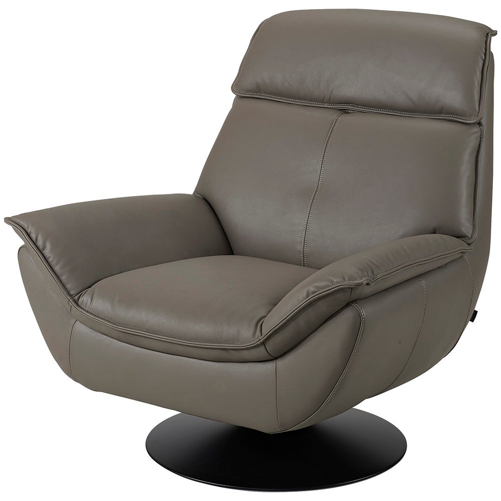 TRIBECA swivel armchair in leather-Soft taupe