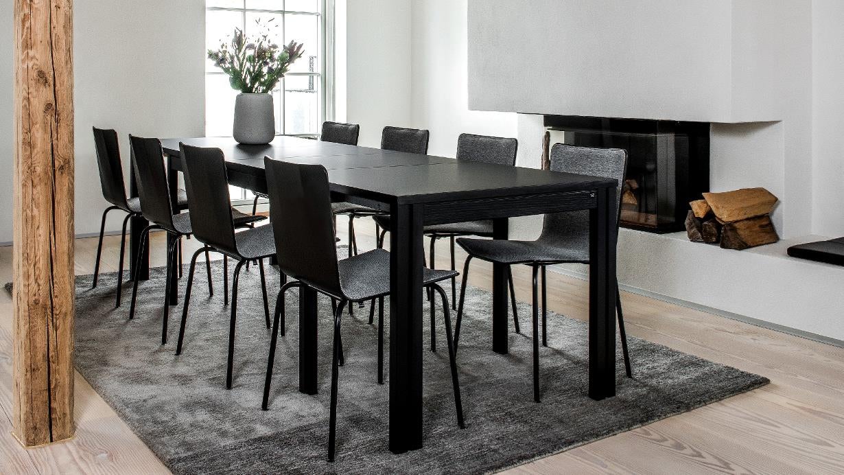 Sm801 dining chair, black steel with leather