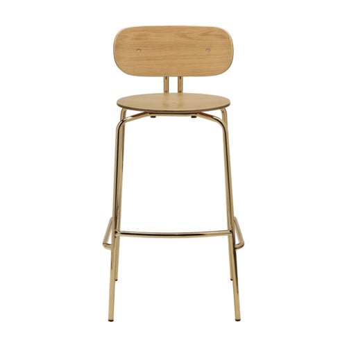 Curious Bar Stool Oak/Brass