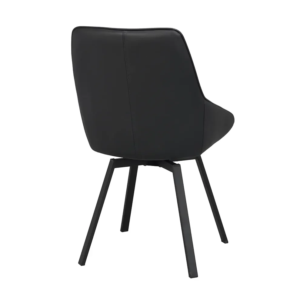 Alison dining chair black leather/black metal legs