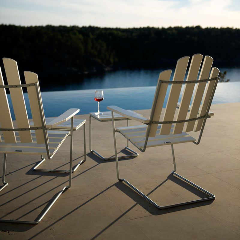 A3 Sun lounger White lacquered Oak / Hot dip galvanised Frame