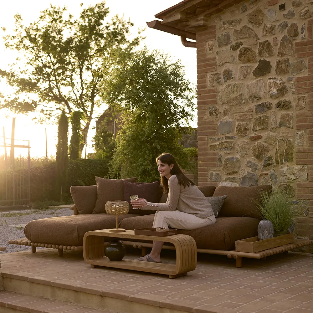 Sticks sofa w/ chaise lounge Teak/desert sand