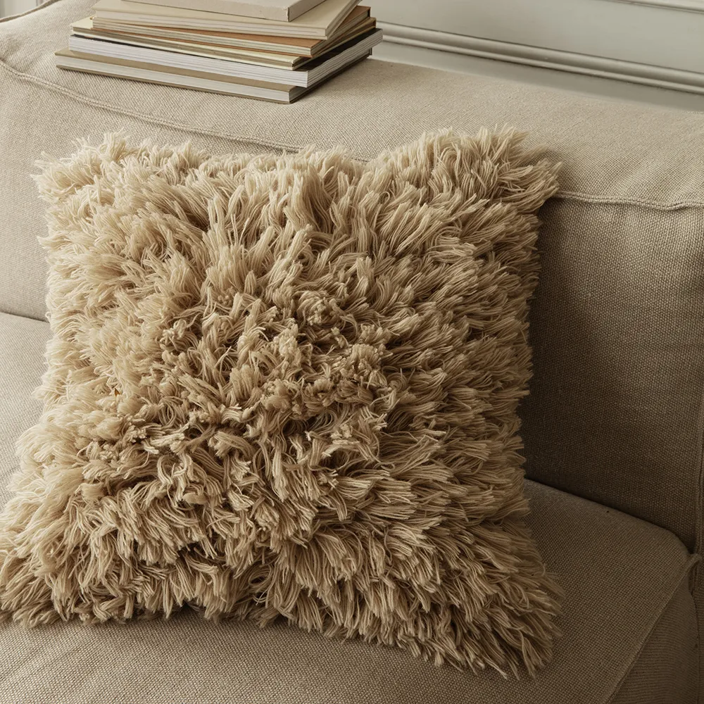 Handwoven Cushion Cover Meadow High Pile Light Sand