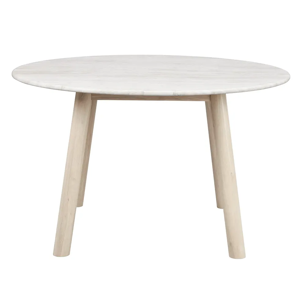 Taransay dining table Ø125 cm beige travertine/white pigmented oak