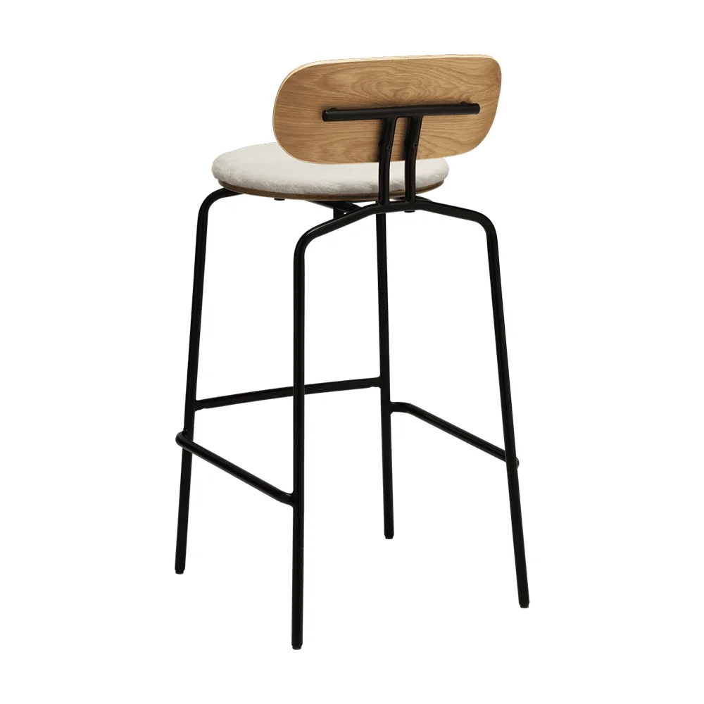 Curious Bar Stool Oak/Black Teddy White