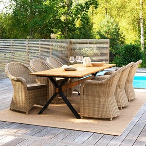 Mark dining table 95x230 cm black / teak