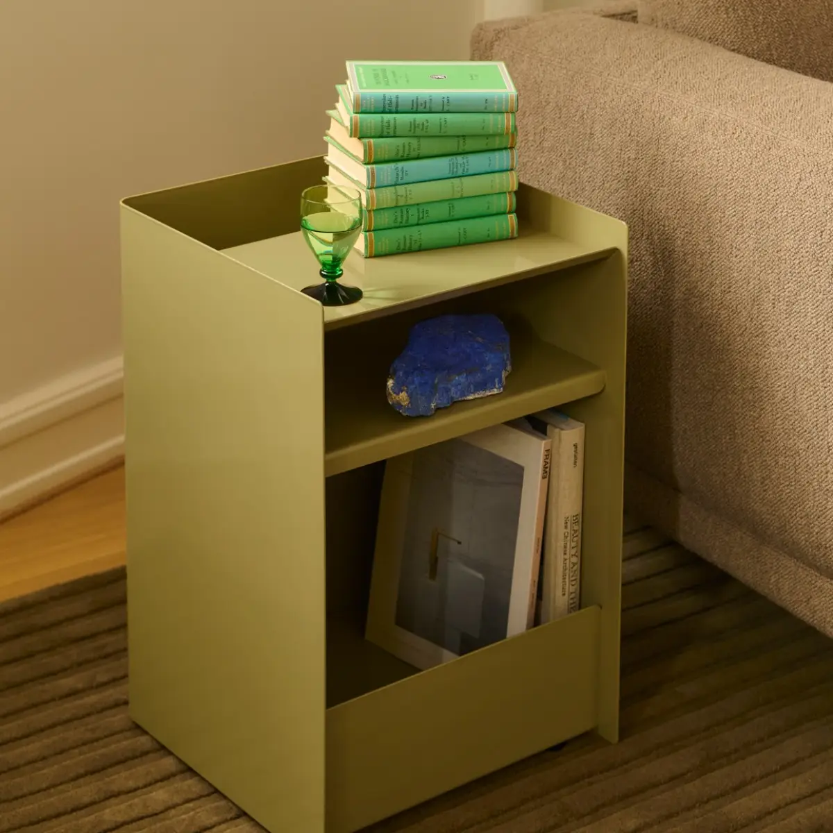 Folded Trolley H 61,5 cm Drawer - Dark Beige Green