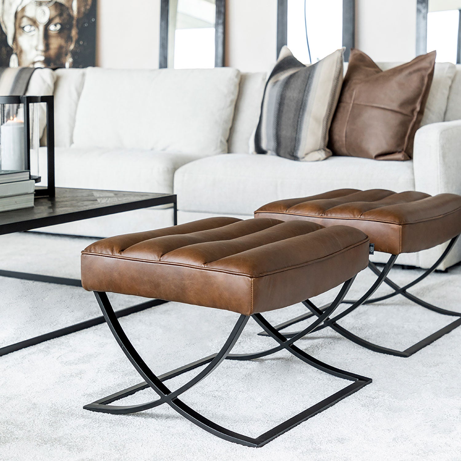 Brooks footstool chocolate brown