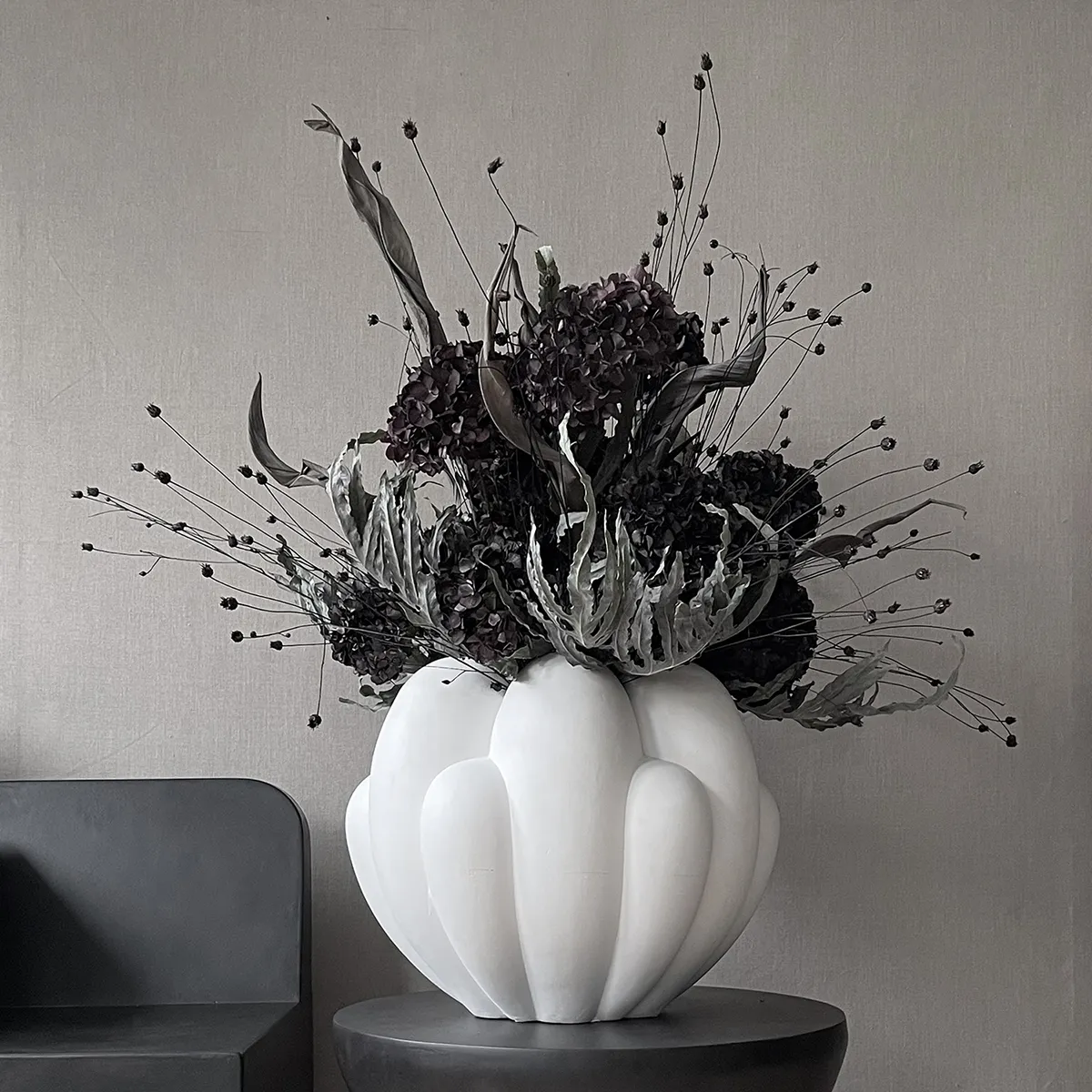Handmade Vase Bloom Big Bone White H44 cm