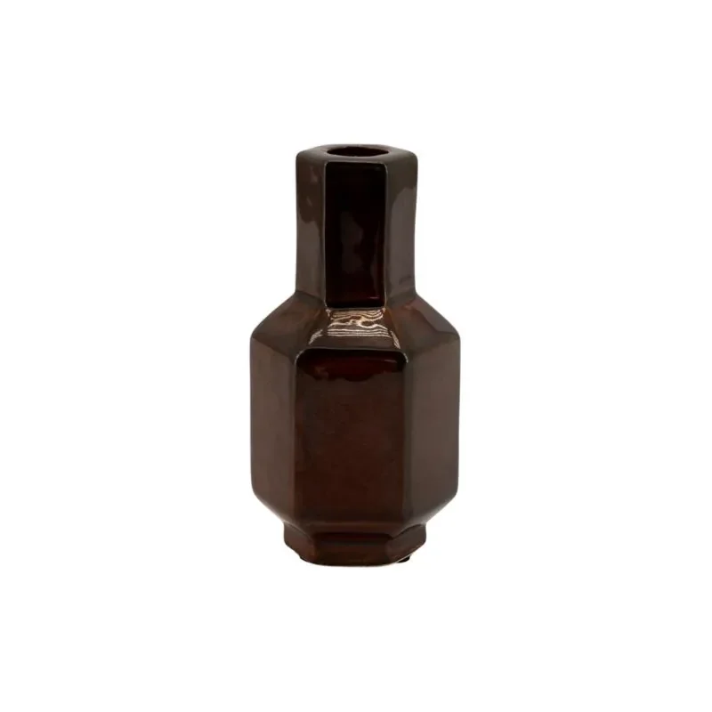 Axis small Candle holder 7,8x7x15 cm Earthenware dark red