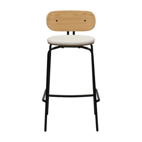 Curious Bar Stool Oak/Black Teddy White