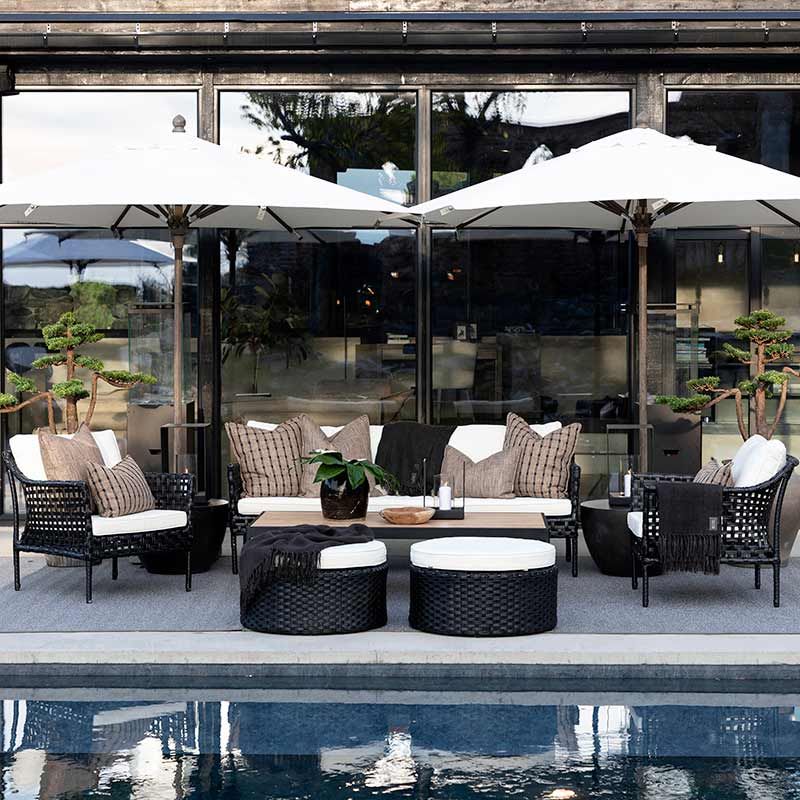 Footstool Toledo Rattan Black excl. cushion