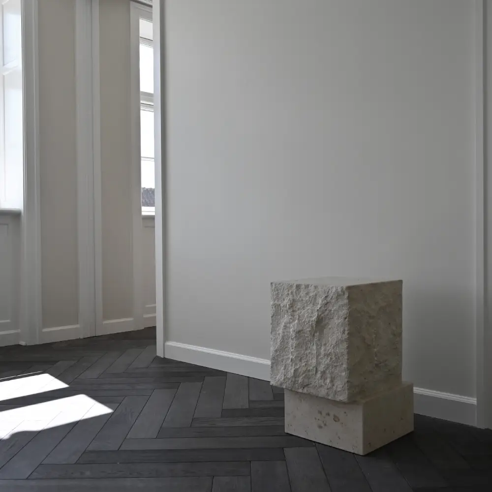 Temple Coffee Table, Tall - Limestone