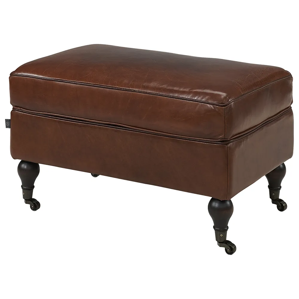 Dessau Footstool Vintage Brandy Leather