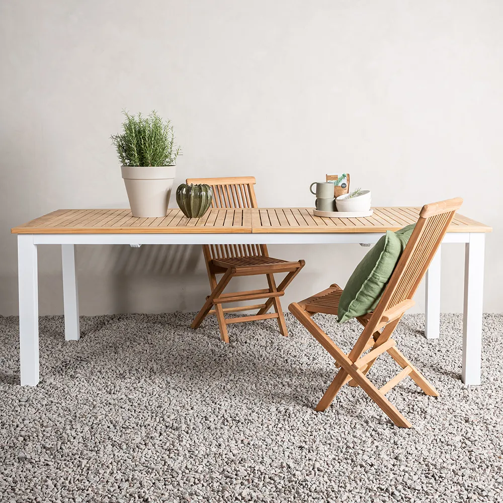 Panama Dining Table 224-324x100 cm White/Teak