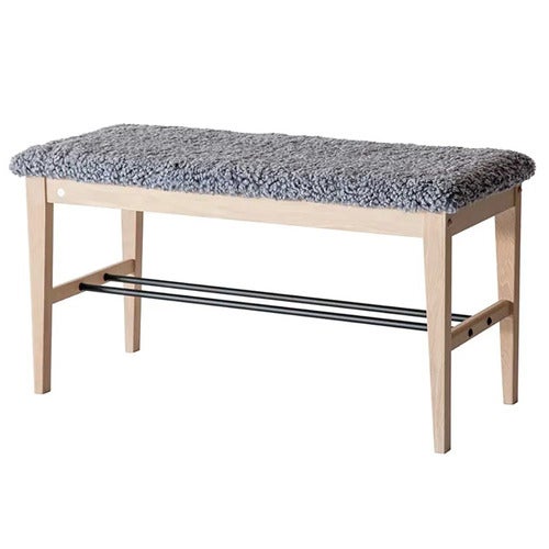 Cora Bench White Oiled Oak/Sheepskin Light Grey
