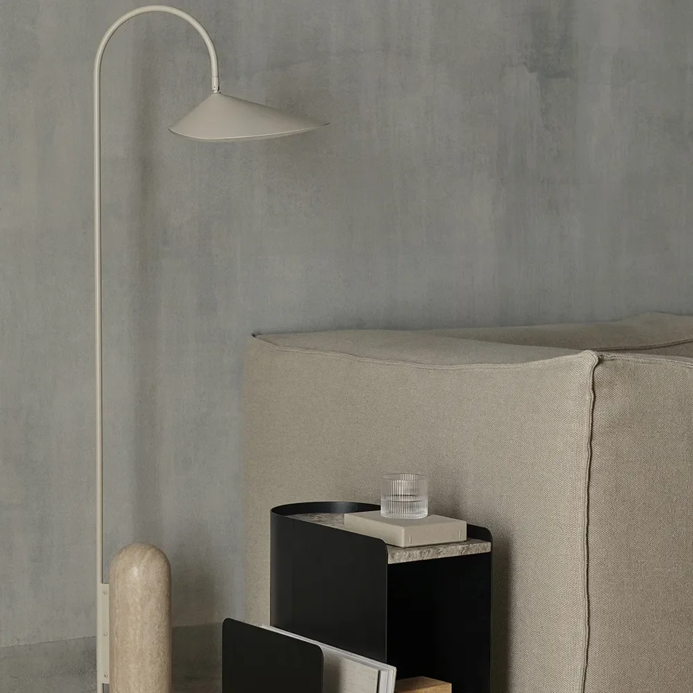 Adjustable Floor Lamp with Travertine Base Arum Cashmere