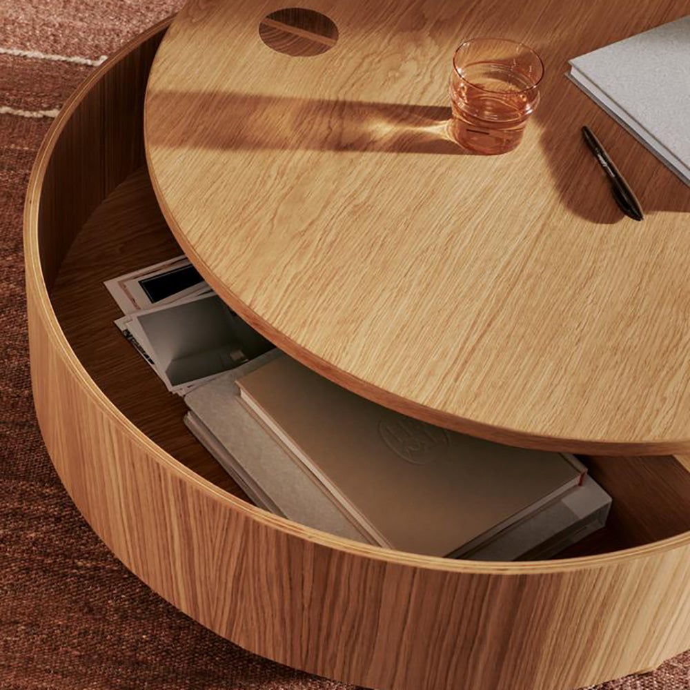 Olles Storage Table - Ø80 - Natural Oak Veneer
