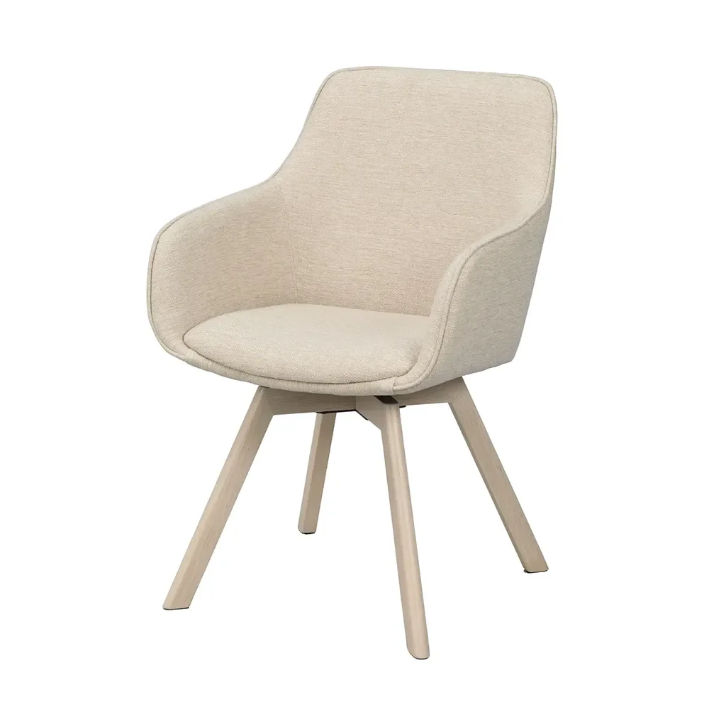 Rowico Home Alison chair with armrests lightbeige fabric/white ...