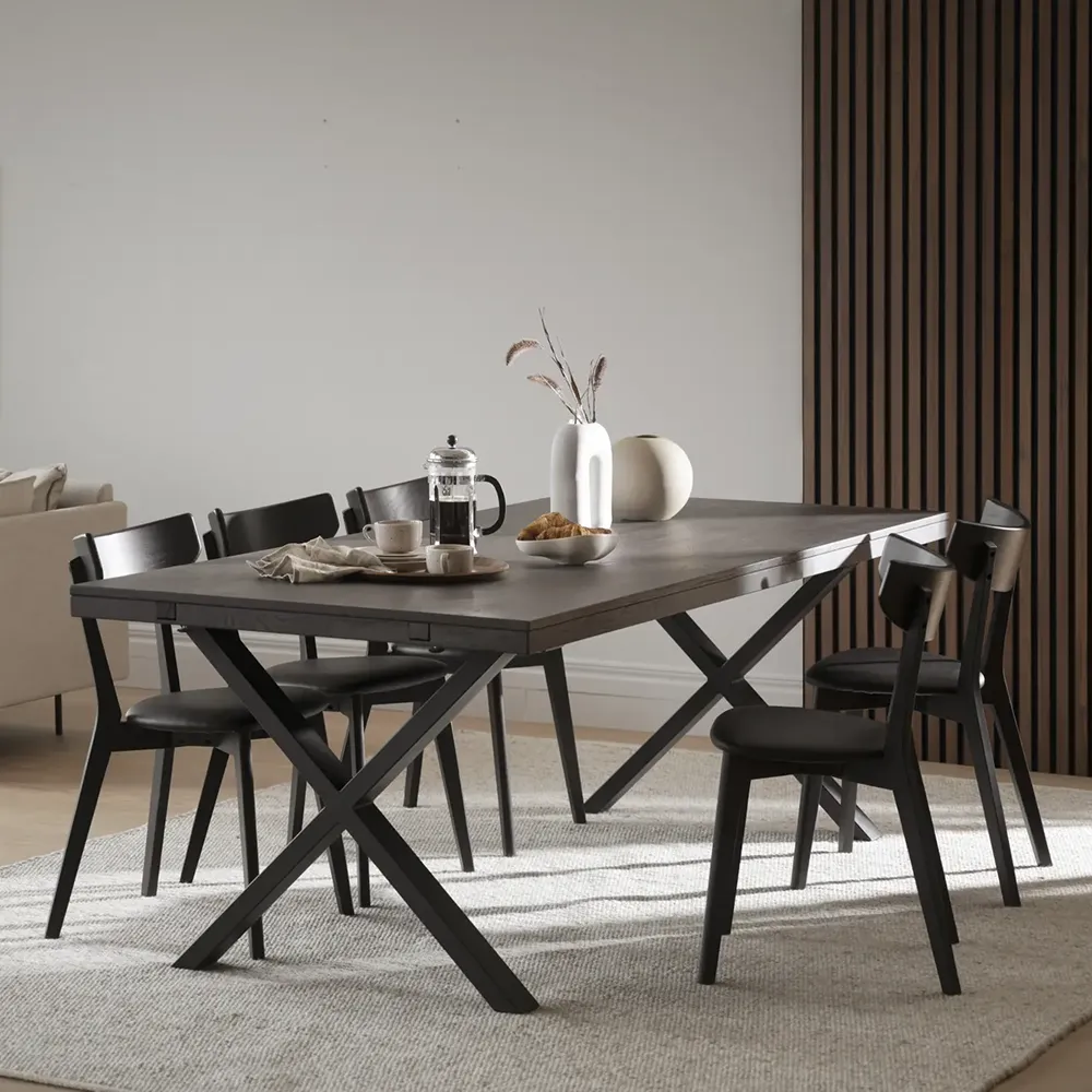 Ami dining chair black oak/black faux leather