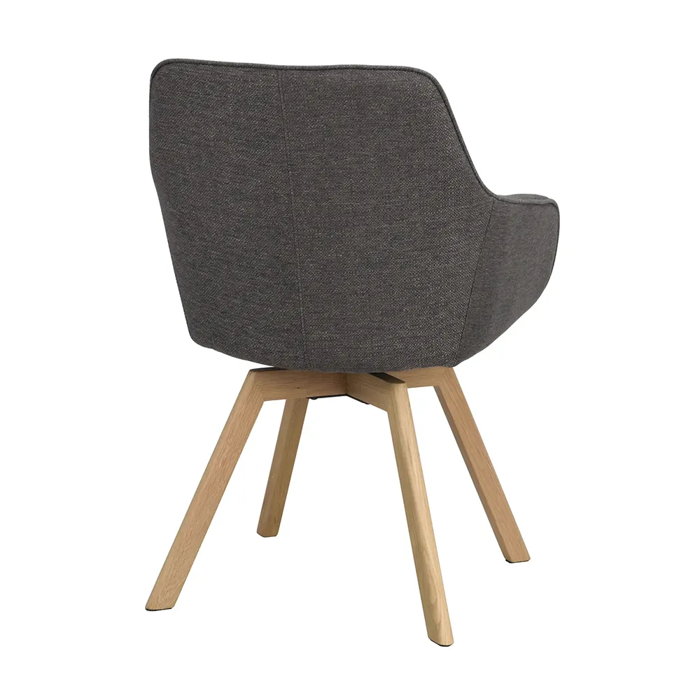 Alison chair with armrests grey fabric/oak legs