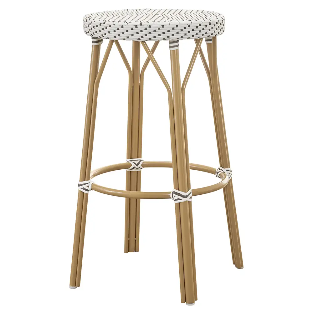 Simone Bar stool outdoor rattan White