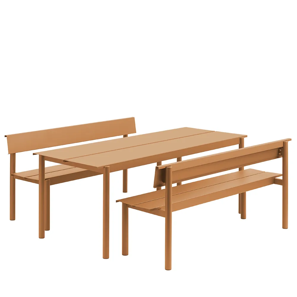 Straight steel bench 170cm Linear Steel Burnt Orange