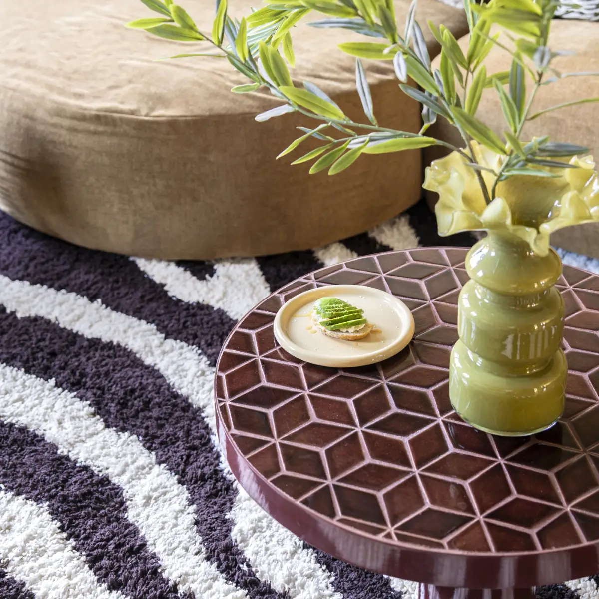 Patterna Coffee Table with Mosaic Top, Red