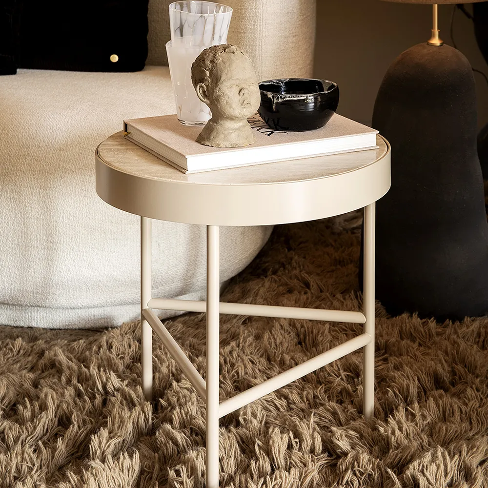 Travertine Side table - Cashmere