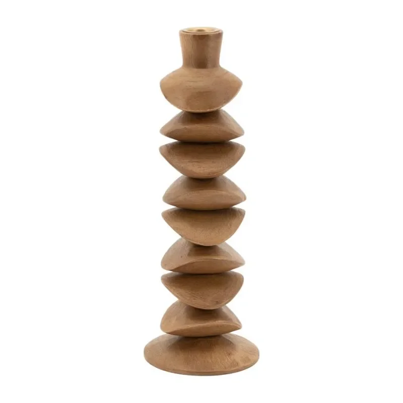 Kasane small Candle holder 10x10x29 cm Mango Wood Brown