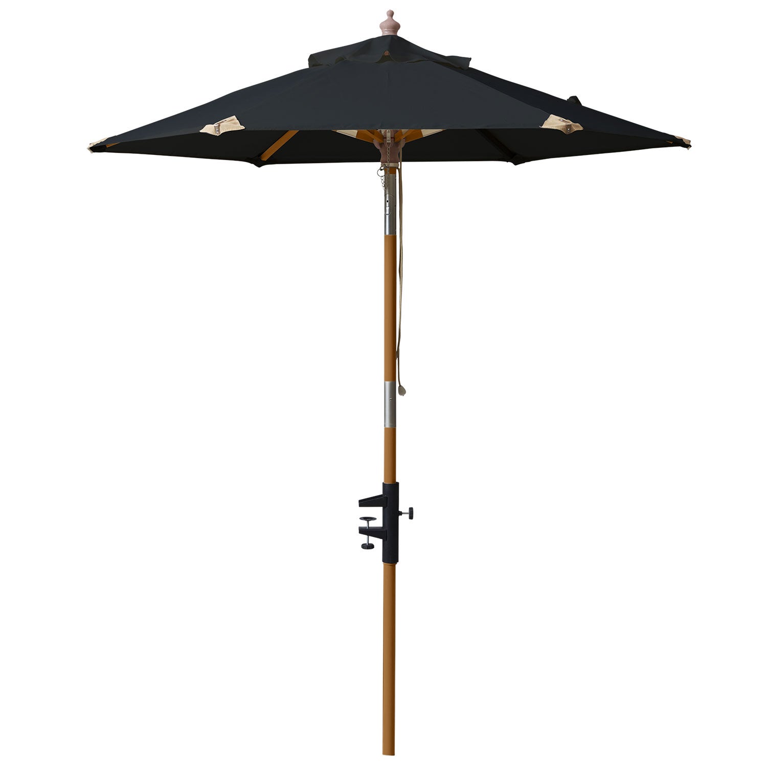 Balcony parasol 180 cm black/teak