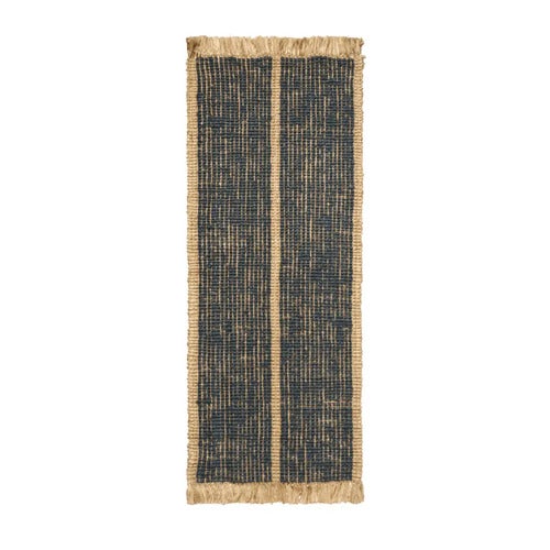 Athens Handwoven Jute Rug  80x200 cm- Natural/Ink Blu