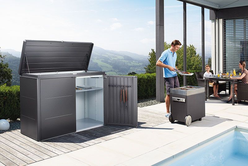 Highboard storage box 160cm silver Biohort