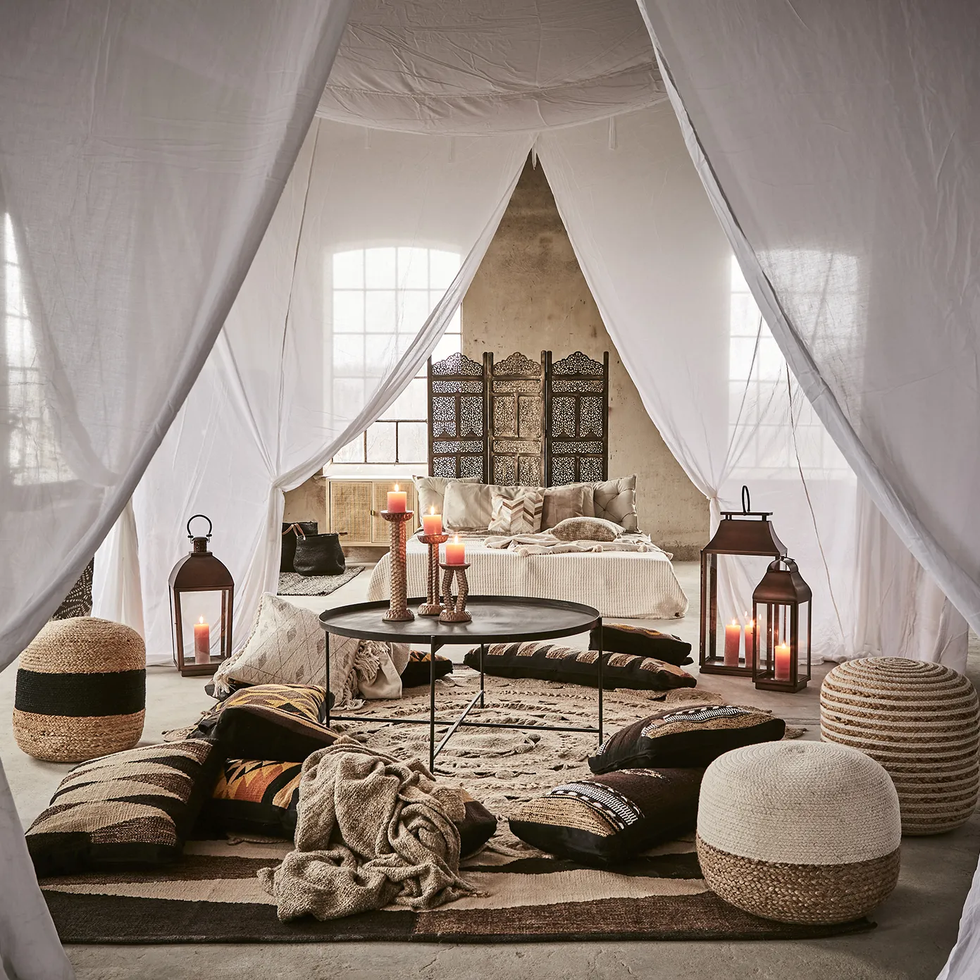 JUNI Pouf Natural/ivory