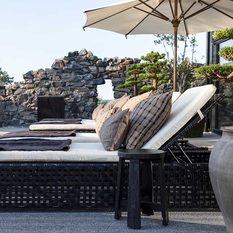 Sunbed Orlando Classic Synthetic rattan Black excl. cushion