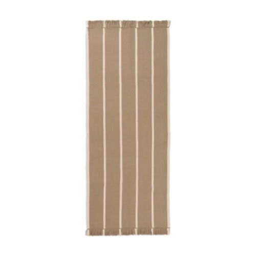 Calm Kelim Mat 80x200 cm- Dark Sand/Off-white