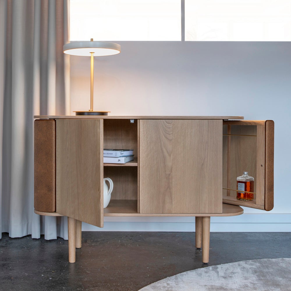  Treasures 2-door cabinet Oak/brown faux leather