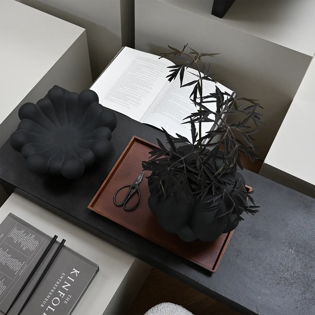 Handmade Decorative Bowl Bloom Black Ø 28,5 cm