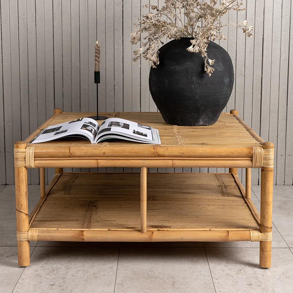 Cane coffee table 90x90 cm Bamboo
