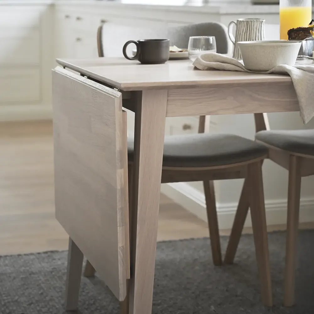 Filippa drop leaf table 120-165x80 cm white pigmented oak